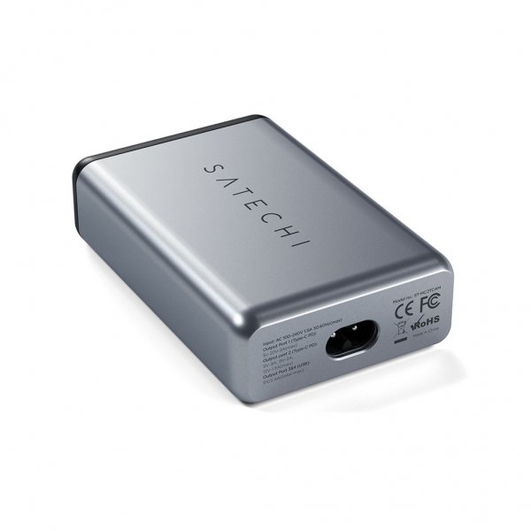 Satechi 75W PD reseladdare med dubbla USB-C och USB-A uttag Grå