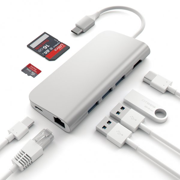 Satechi USB-C Multi-Port Adapter 4K Gigabit Ethernet Silver