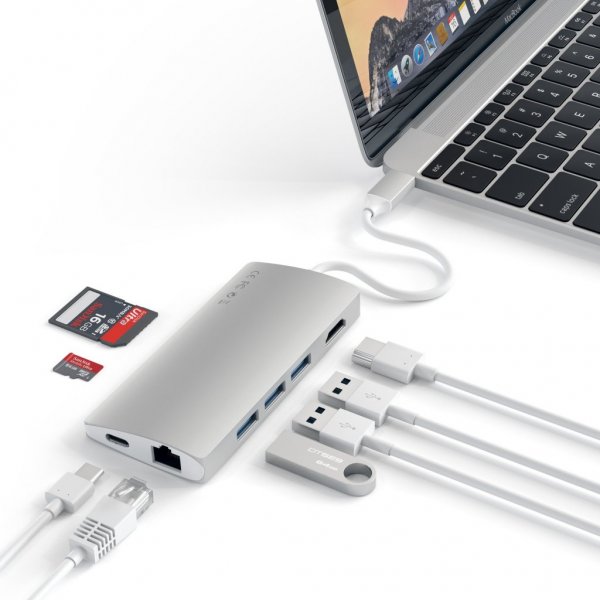 Satechi USB-C Multi-Port Adapter 4K Gigabit Ethernet V2 Silver