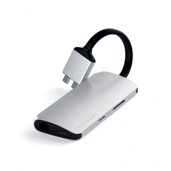 Satechi USB-C Multimedia Adapter Dual 4K HDMI Gigabit Ethernet Silver
