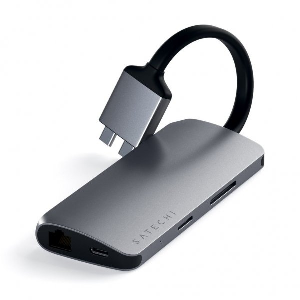 Satechi USB-C Multimedia Adapter Dual 4K HDMI Gigabit Ethernet Space Gray