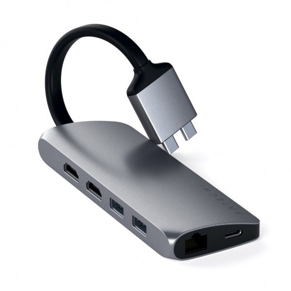 Satechi USB-C Multimedia Adapter Dual 4K HDMI Gigabit Ethernet Space Gray