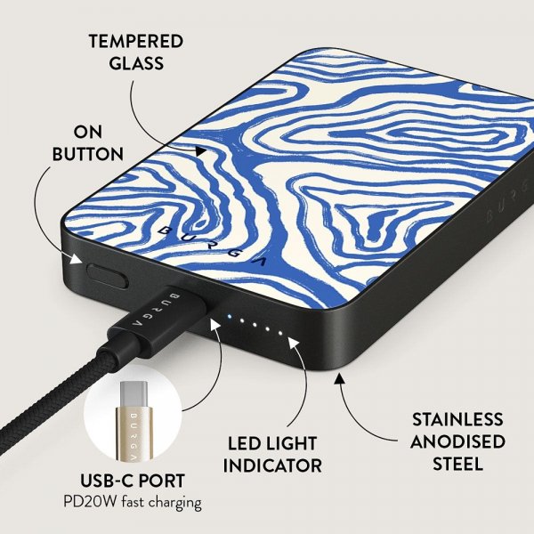 Burga Powerbank MagSafe 5000 mAh Seven Seas Metallgrå