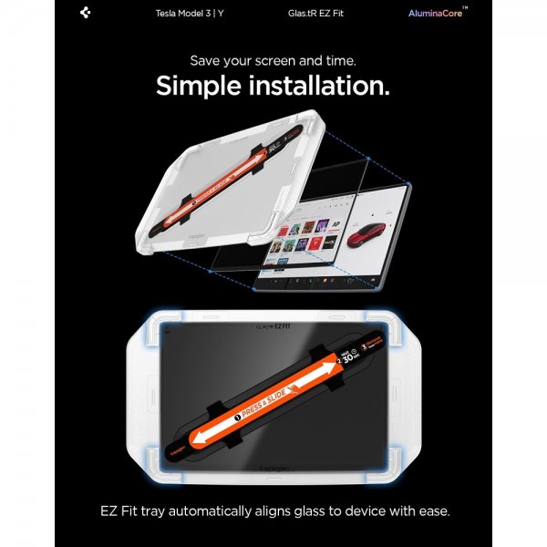 Spigen Skärmskydd GLAS.tR EZ Fit Tesla Model Y (2025/2026)/Model 3 (2024/2025/2026)
