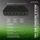 4smarts Skrivbordsladdare 7in1 GaN 100W med Trådlös Laddning Svart