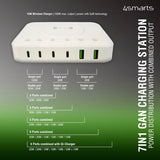 4smarts Skrivbordsladdare 7in1 GaN 100W med Trådlös Laddning Vit