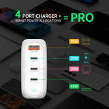 4smarts Skrivbordsladdare GaN Flex Pro 100W 3 USB-C+1 USB-A