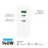 Fixed Skrivbordsladdare GaN140 Charging Dock 2xUSB-C & 1xUSB-A