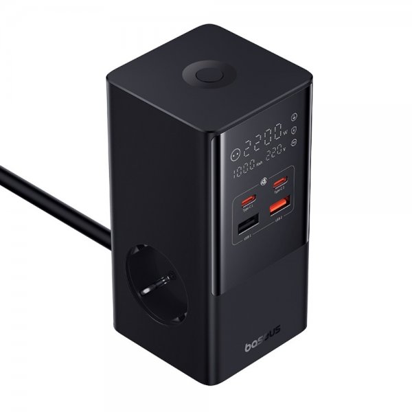 Baseus Skrivbordsladdare PowerCombo Tower Power Strip 100W Svart