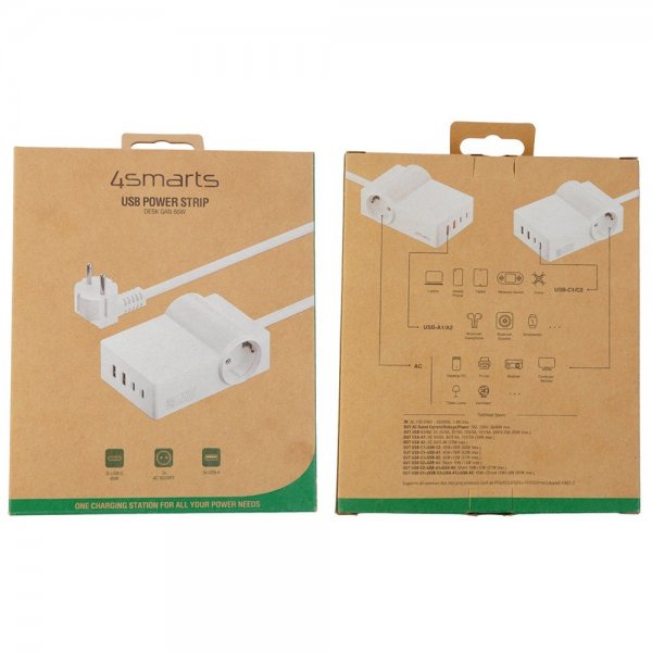 4smarts Skrivbordsladdare USB-C/A Power Strip Desk GaN 65W