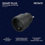Deltaco Smart Home Smart Fjärrströmbrytare WiFi Svart