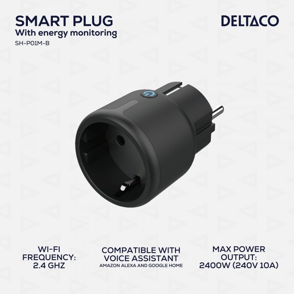 Deltaco Smart Home Smart Fjärrströmbrytare WiFi Svart