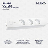 Deltaco Smart Home Smart Grenuttag WiFi 3xCEE 7/3 & 2xUSB-A 1.5m