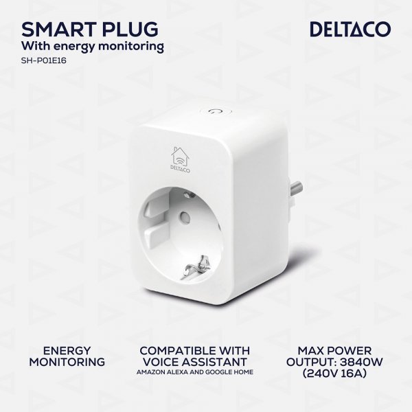 Deltaco Smart Home Smart stickkontakt med energiövervakning