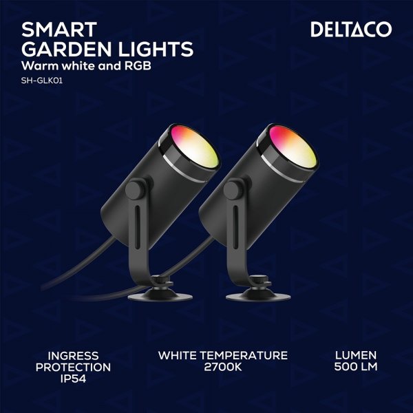 Deltaco Smart Home Smart Trädgårdsbelysning RGB 2-pack