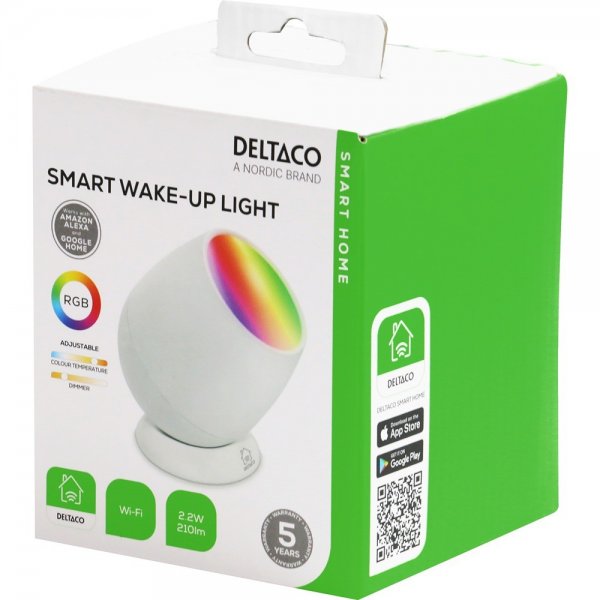 Deltaco Smart Home Smart Wake-up-lampa RGB USB-C