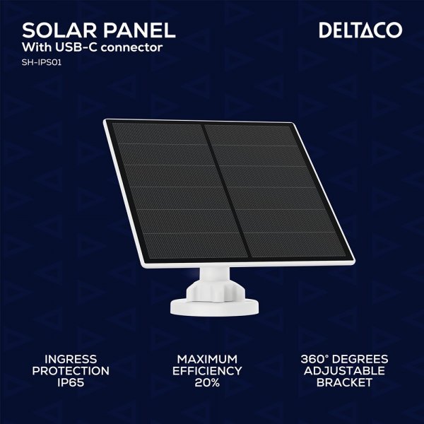 Deltaco Smart Home Solpanel med USB-C kontakt 5W 3m