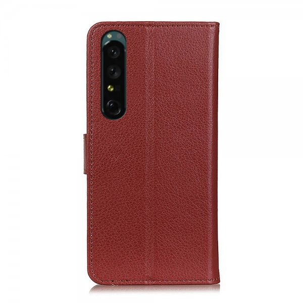 Sony Xperia 1 IV Fodral Litchi Brun