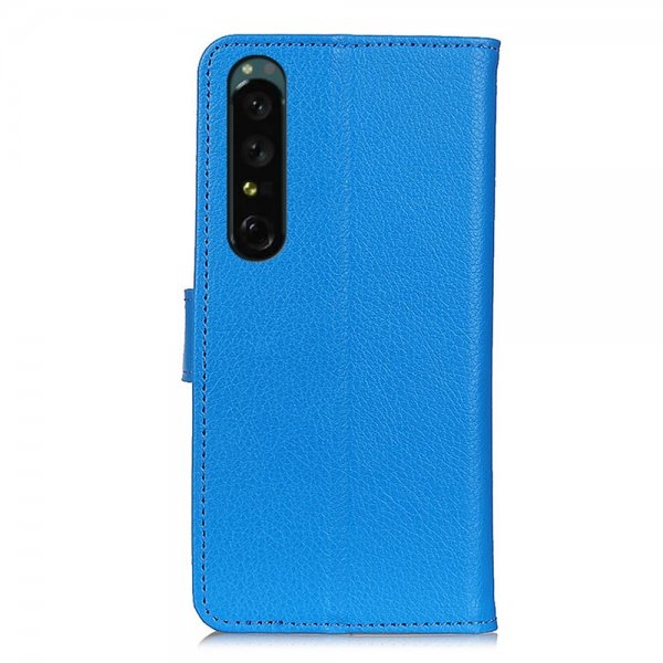 Sony Xperia 1 V Fodral Litchi Blå