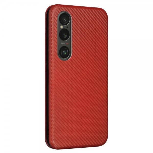 Sony Xperia 1 VI Fodral Kolfibertextur Brun