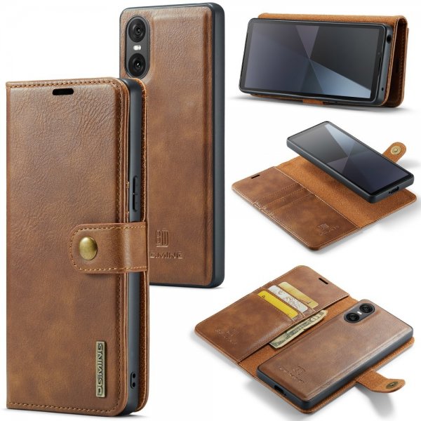 Dg.Ming Sony Xperia 10 VI Fodral med Löstagbart Skal Brun