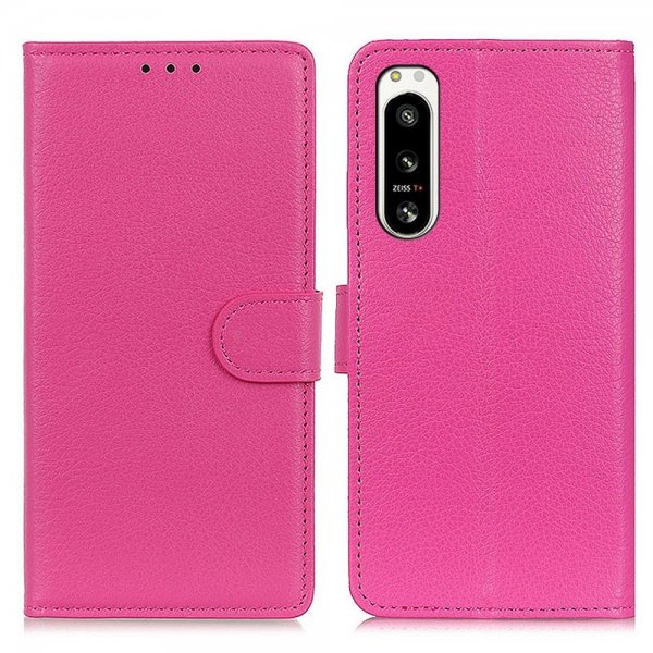 Sony Xperia 5 IV Fodral Litchi Magenta
