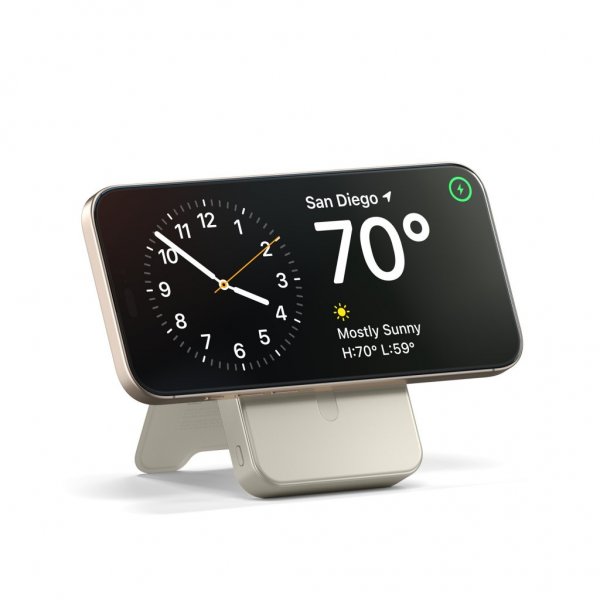 Satechi OntheGo Qi2 10K MagSafe-powerbank med Stativ Sand