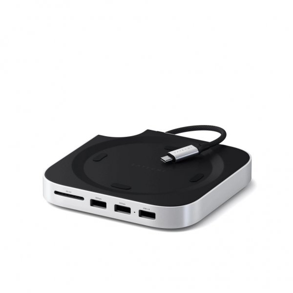 Satechi Mac Mini M4 Stativ & Hub med SSD-kapsling Silver