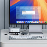 Satechi Mac Mini M4 Stativ & Hub med SSD-kapsling Silver