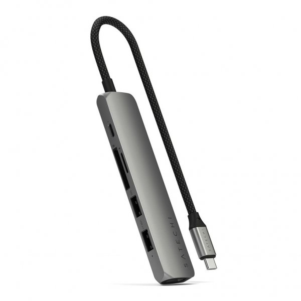 Satechi 6-i-1 USB-C Slim Multiport Adapter Space Gray