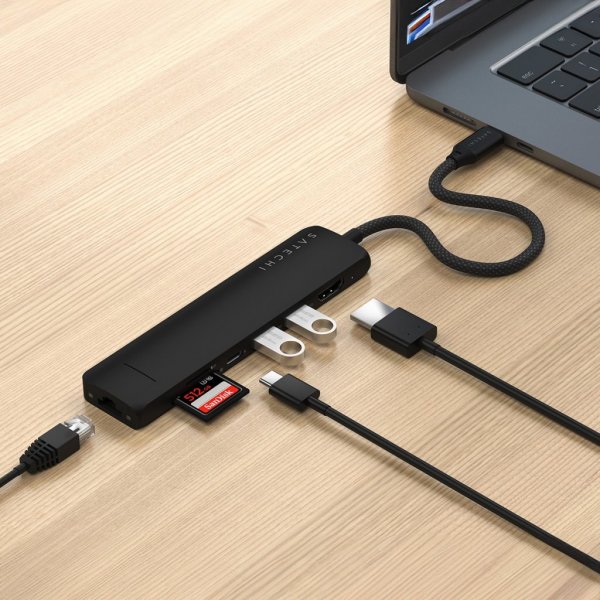 Satechi 7-i-1 USB-C Slim Multiport Adapter med Ethernet Svart