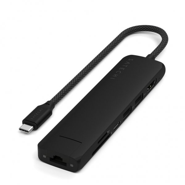 Satechi 7-i-1 USB-C Slim Multiport Adapter med Ethernet Svart