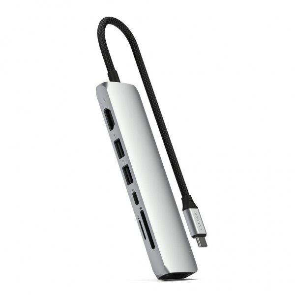 Satechi 7-i-1 USB-C Slim Multiport Adapter med Ethernet Silver