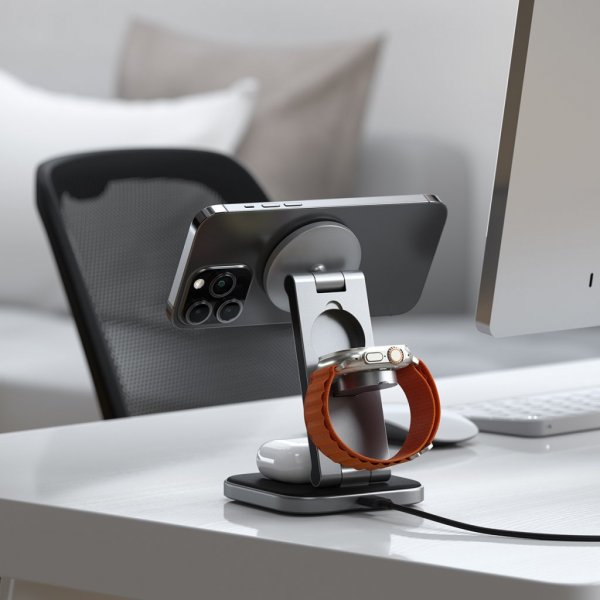 Satechi Trådlös Laddare 3-in-1 Foldable Qi2 Wireless Charging Stand MagSafe