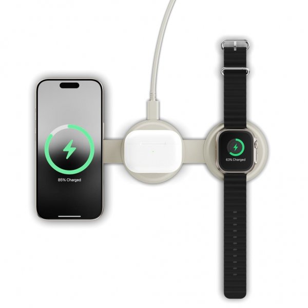 Satechi OntheGo 3-i-1 trådlös laddare Sand