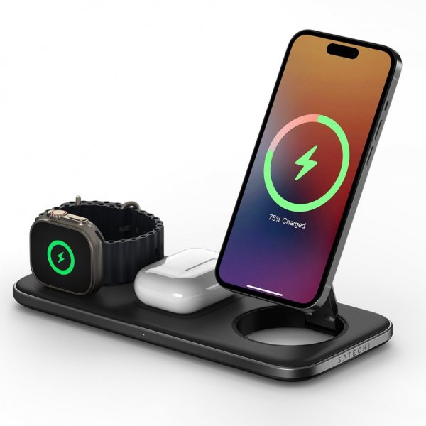 Satechi Trådlös Laddare Qi2 Trio Wireless Charging Pad MagSafe