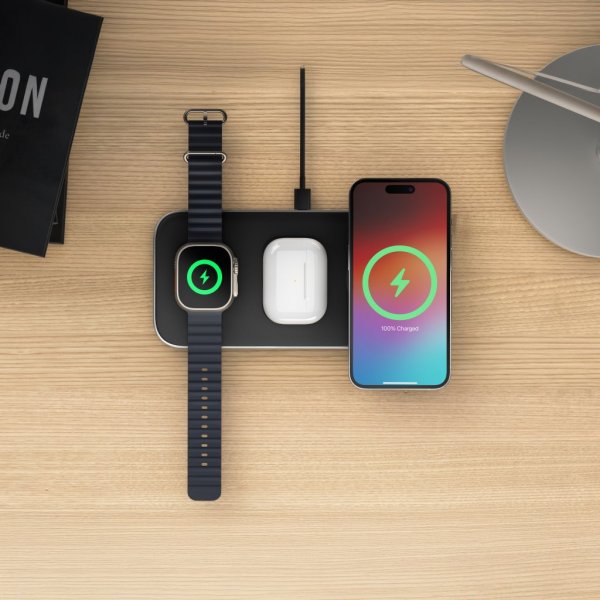 Satechi Trådlös Laddare Qi2 Trio Wireless Charging Pad MagSafe