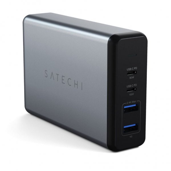 Satechi 108W PD reseladdare med dubbla USB-C och USB-A uttag Grå