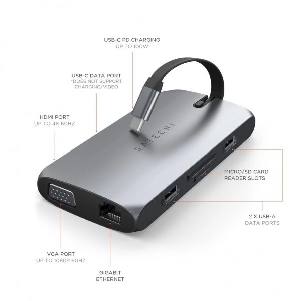 Satechi USB-C On-the-Go Multiport Adapter Space Gray
