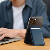 Satechi Korthållare Vegan-Leather Magnetic Wallet Stand Mörkblå