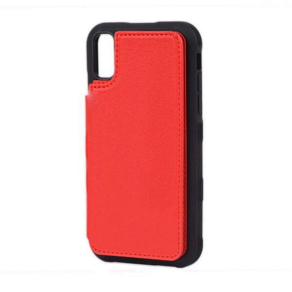 iPhone Xr Skal Utfällbar Korthållare Röd