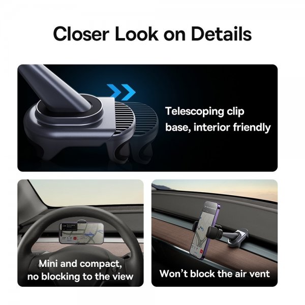 Baseus Tesla Model 3/Y Mobilhållare T-Space Solpanel