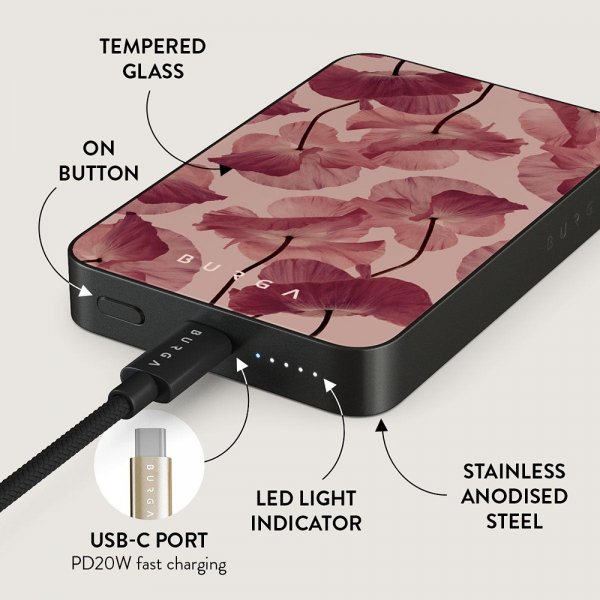 Burga Powerbank MagSafe 5000 mAh Tender Kiss Metallgrå