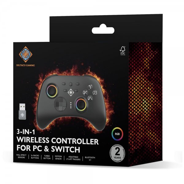 Deltaco Gaming Trådlös Handkontroll 3-i-1