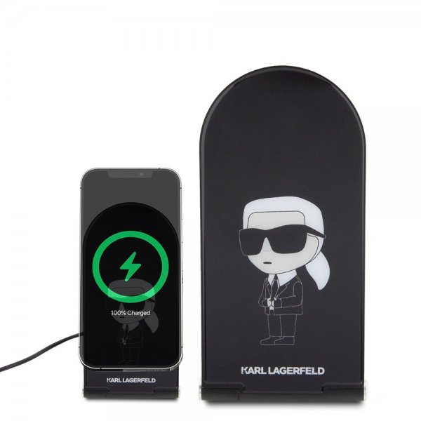 Karl Lagerfeld Trådlös Laddare Magnetic Desk Charger Ikonik MagSafe Svart
