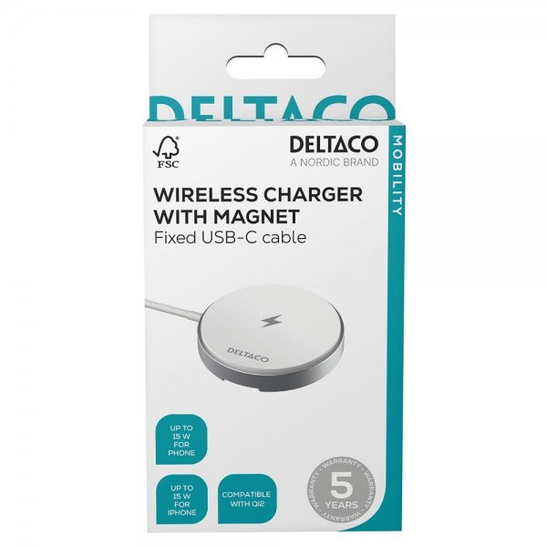 Deltaco Trådlös Laddare med Stativfunktion 15W MagSafe