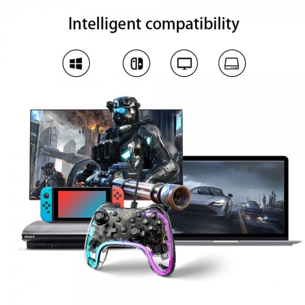 Aolion Transparent Spelkontroll Nintendo Switch/PC Trådad RGB