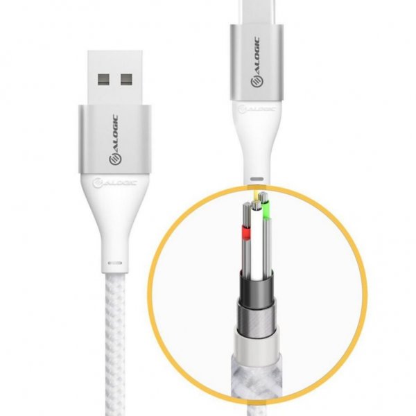 ALOGIC USB-C till USB-A kabel 3A/480Mbps 3m Silver