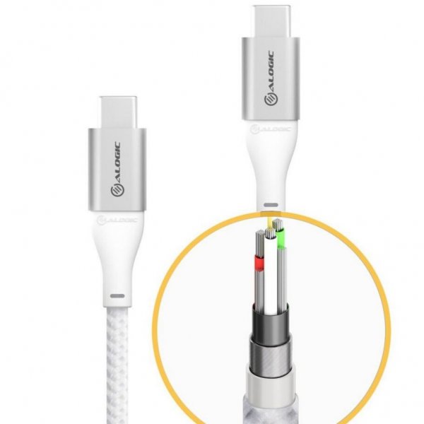 ALOGIC Ultra USB-C till USB-C kabel 5A/480Mbps 30 cm Silver