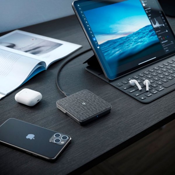 ALOGIC Trådlös Laddare Qi laddning 10W - med USB-A till USB-C kabel Silver